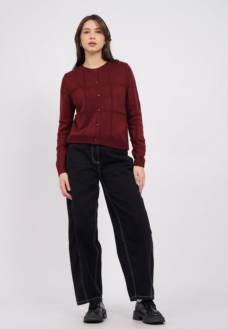 Windowpane Checked Cardigan