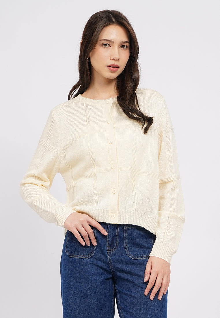 Windowpane Checked Cardigan