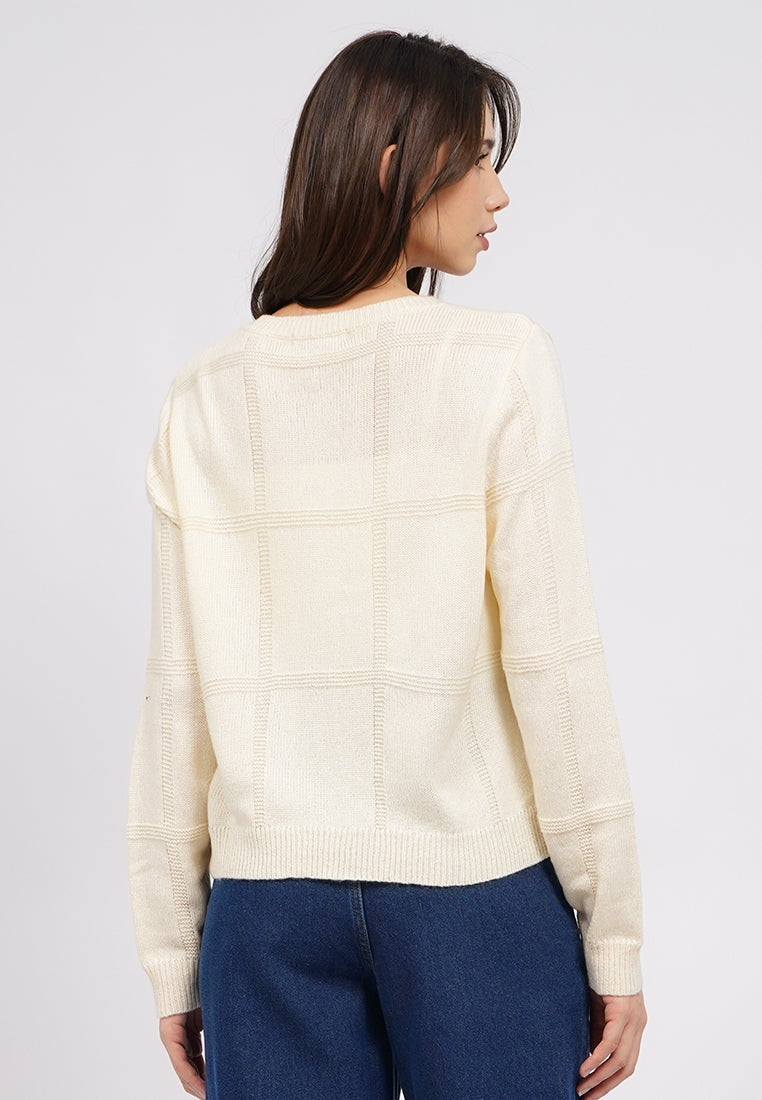 Windowpane Checked Cardigan