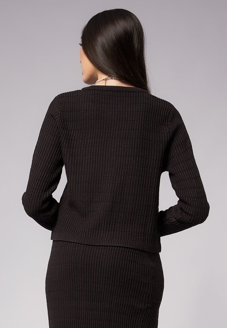 Tweed Knit Cardigan with Pocket