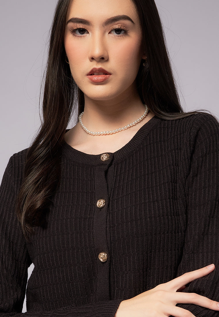 Tweed Knit Cardigan with Pocket