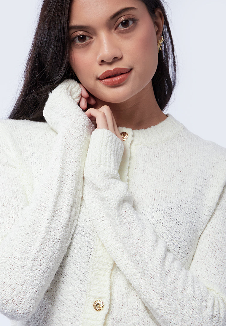 Textured Cardigan with Fancy Buttons