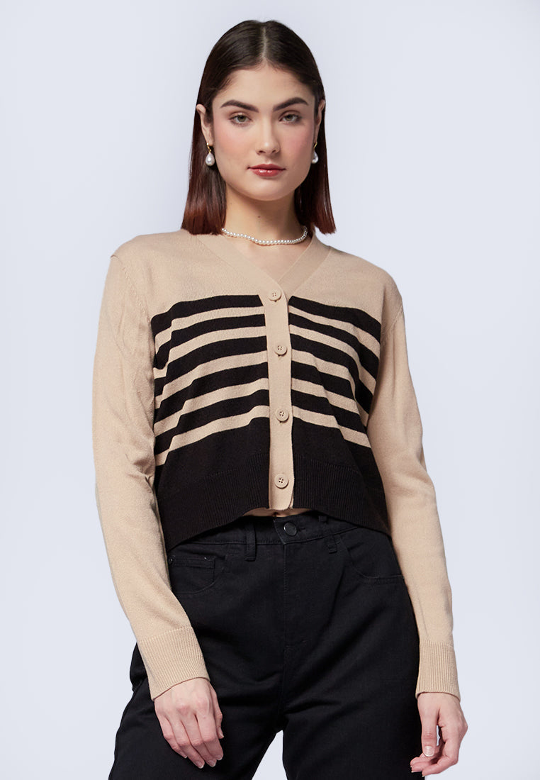 Long Sleeve Stripes Cardigan