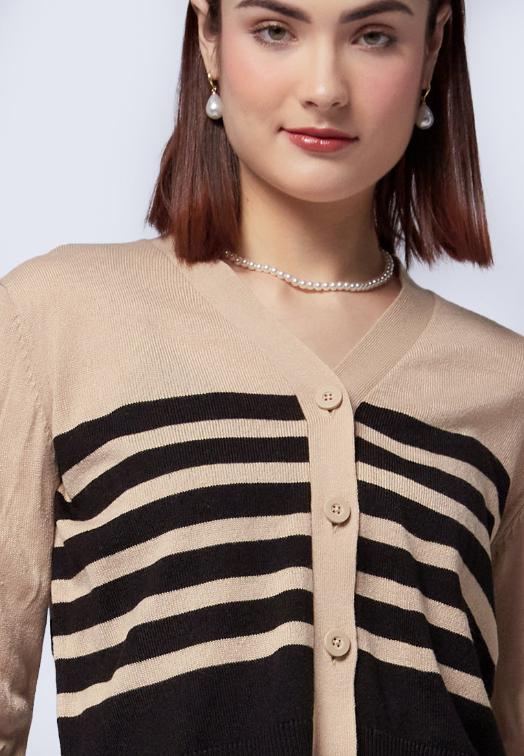 Long Sleeve Stripes Cardigan