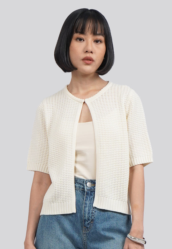 Short Sleeve Cropped Knit Cardigan