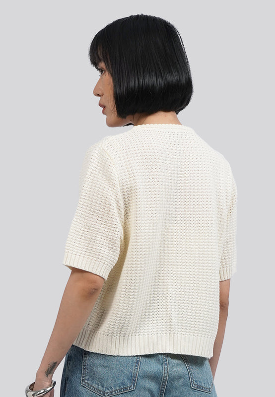 Short Sleeve Cropped Knit Cardigan