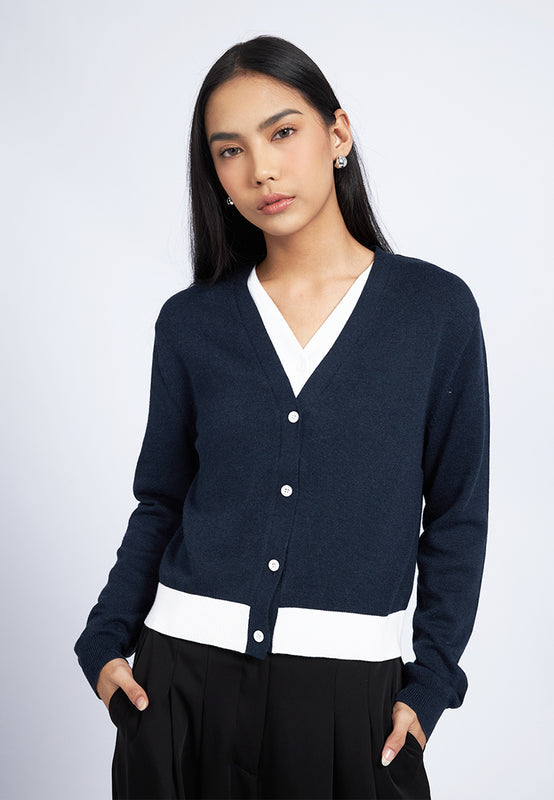 Colorblock V-Neck Cardigan