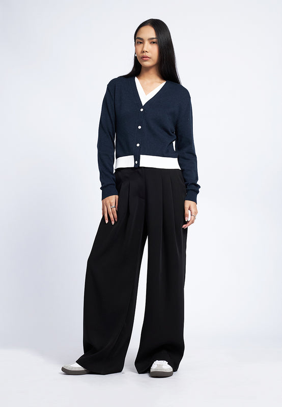 Colorblock V-Neck Cardigan
