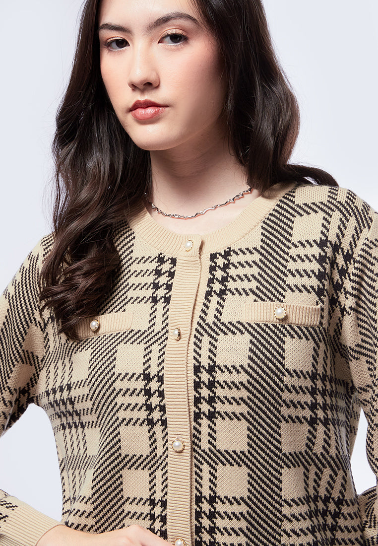Crop Check Cardigan