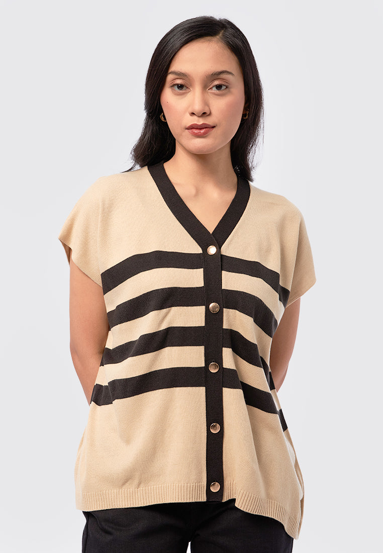 Oversized Sleeveless Knit Top Beige