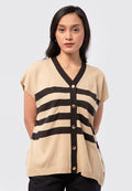 Oversized Sleeveless Knit Top Beige