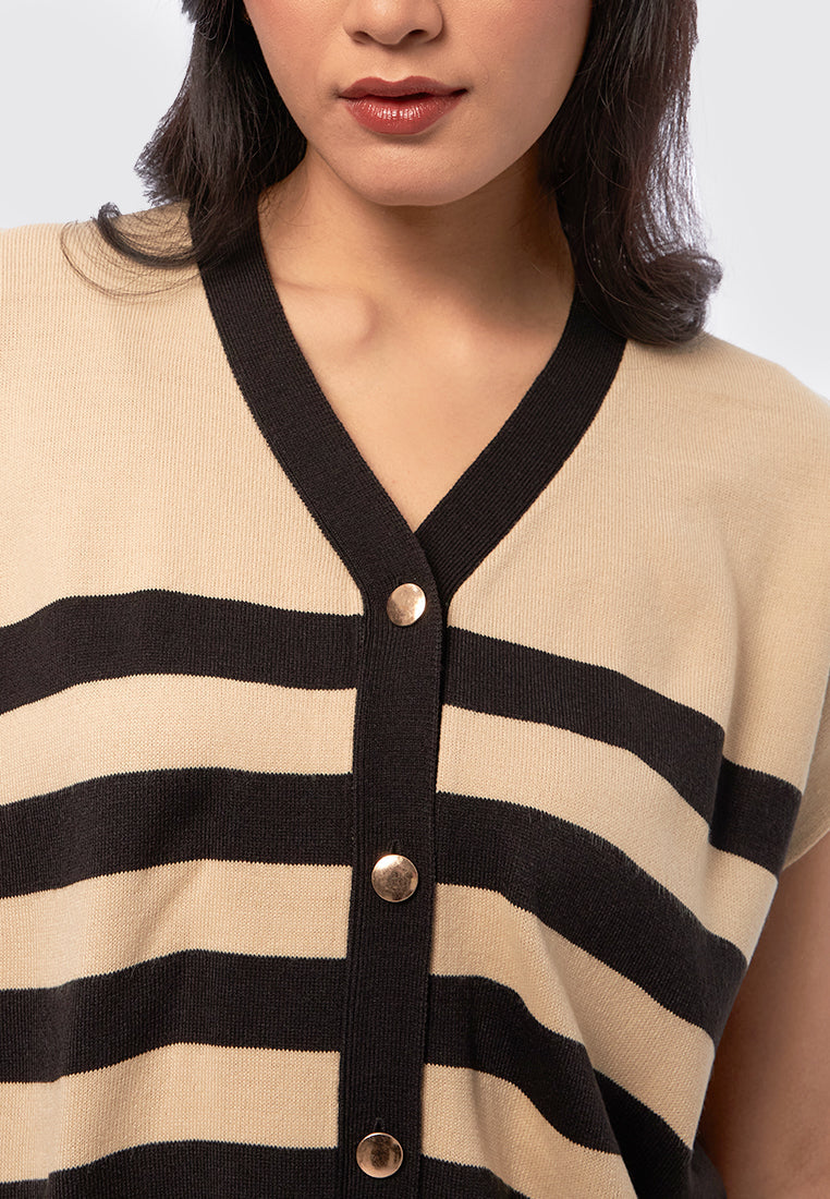 Oversized Sleeveless Knit Top Beige
