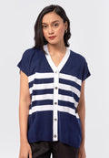 Oversized Sleeveless Knit Top Navy