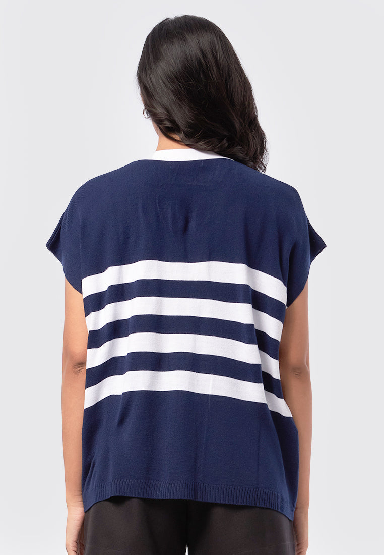 Oversized Sleeveless Knit Top Navy