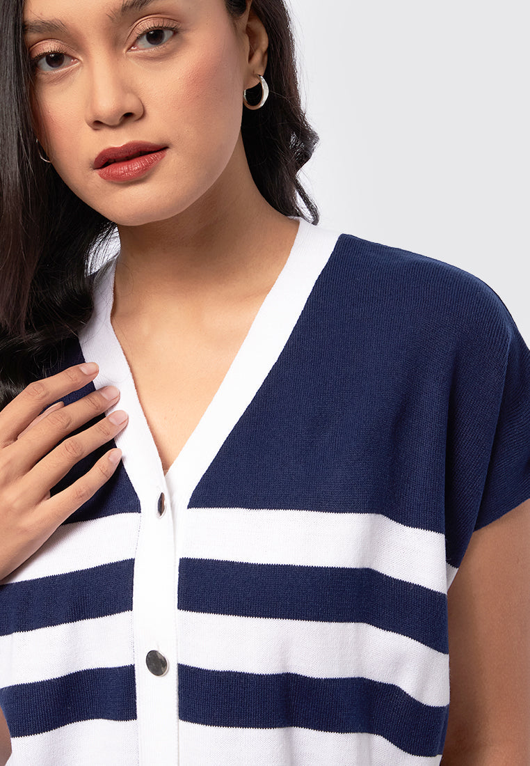 Oversized Sleeveless Knit Top Navy