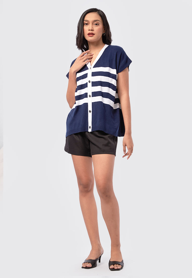 Oversized Sleeveless Knit Top Navy