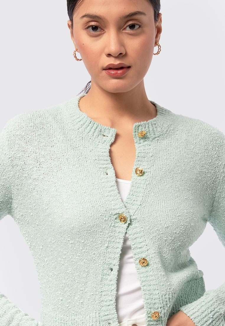 Textured Long Sleeve Cardigan