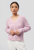Long Sleeve V-Neck Cardigan Pink