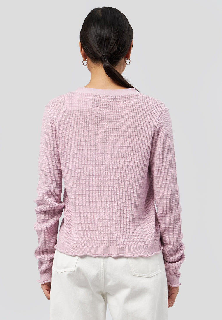Long Sleeve V-Neck Cardigan Pink