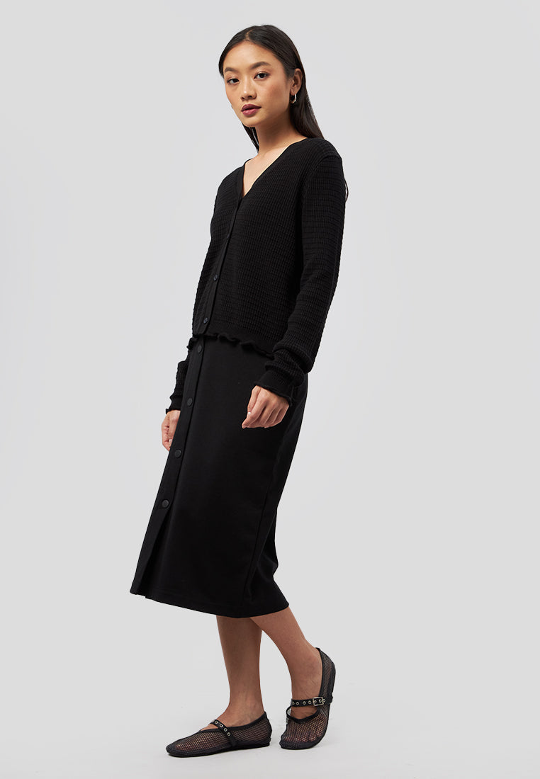 Long Sleeve V-Neck Cardigan Black