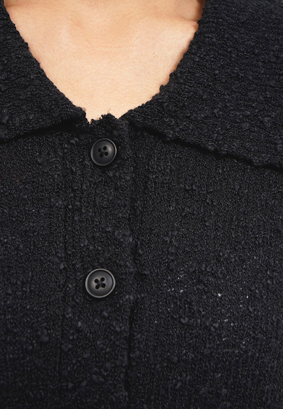 Long Sleeve Cardigan with Polo Collar