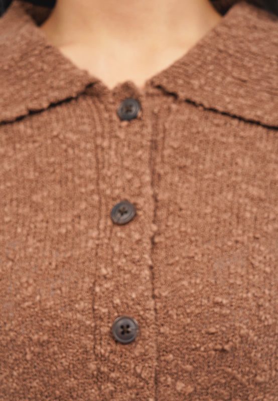 Long Sleeve Cardigan with Polo Collar