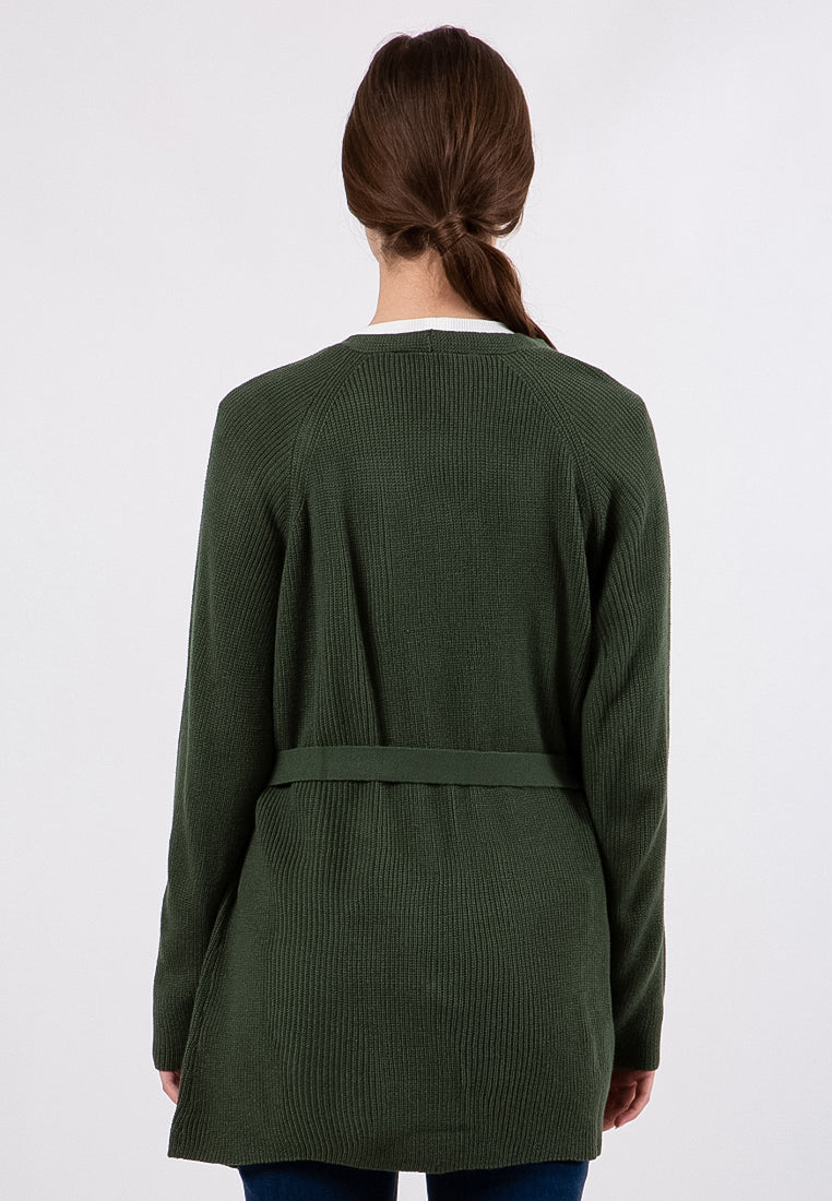 Long Sleeves Belted Cardigan
