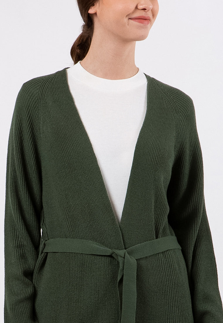Long Sleeves Belted Cardigan