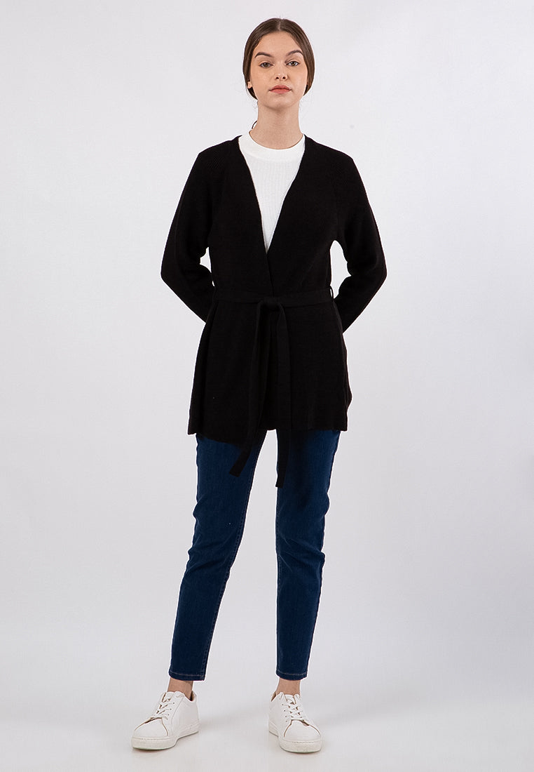 Long Sleeves Belted Cardigan