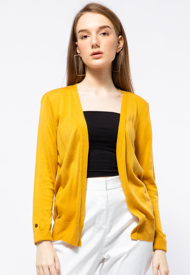 Cardigan with Button Detailed Sleeves