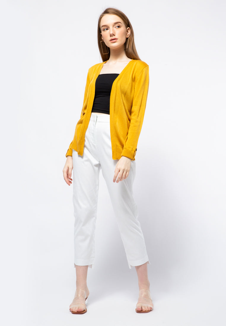 Cardigan with Button Detailed Sleeves
