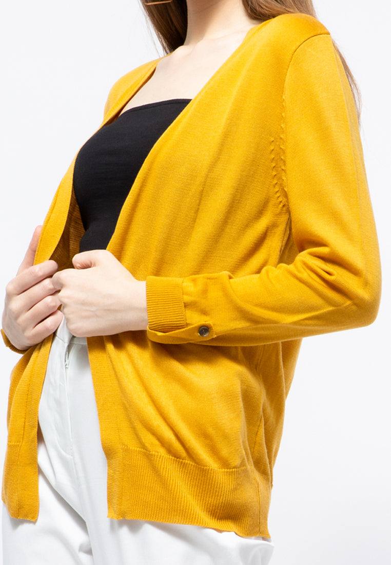 Cardigan with Button Detailed Sleeves