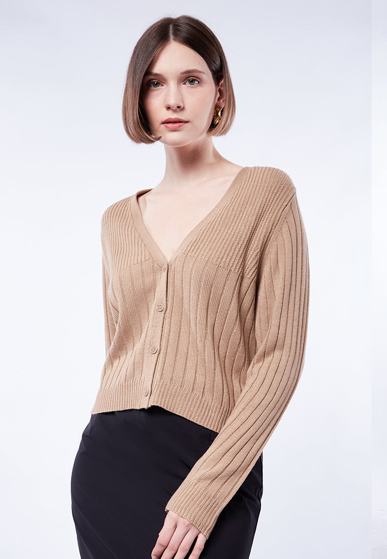 Double Textured Long Sleeve Cardigan