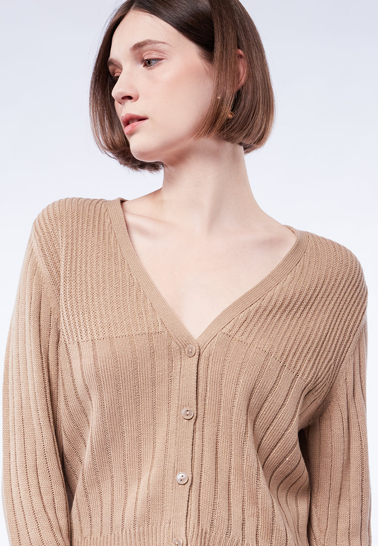 Double Textured Long Sleeve Cardigan