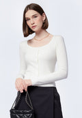Rib Square Neck Cardi Top