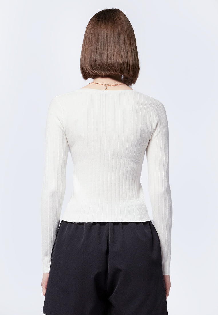 Rib Square Neck Cardi Top