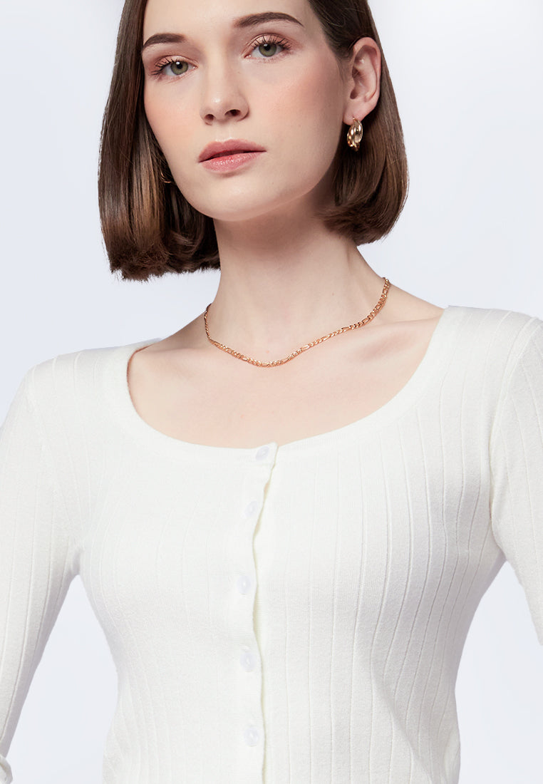 Rib Square Neck Cardi Top