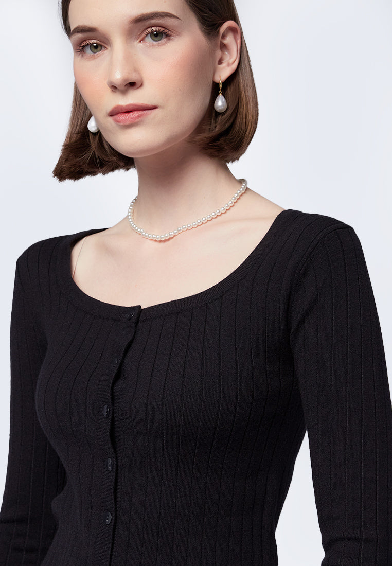 Rib Square Neck Cardi Top