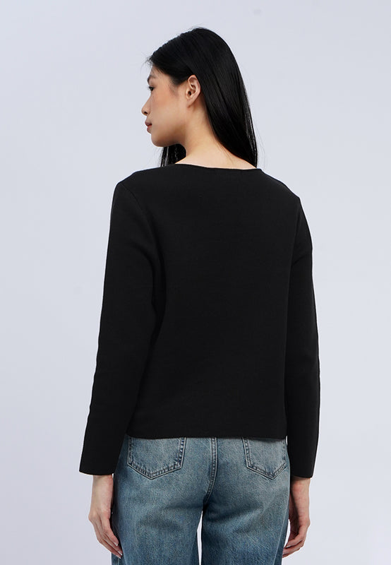 Contrast Button V-Neck Cardigan