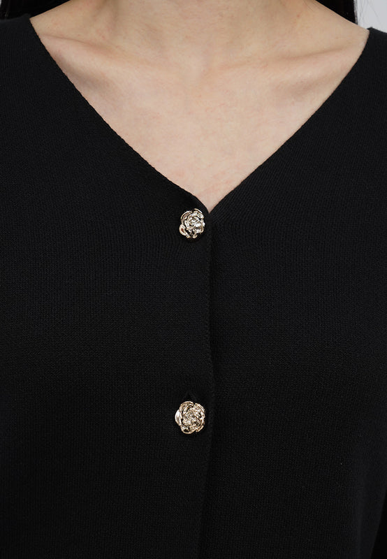 Contrast Button V-Neck Cardigan