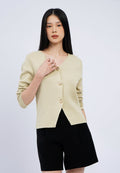 Contrast Button V-Neck Cardigan
