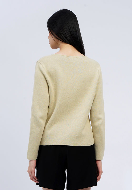 Contrast Button V-Neck Cardigan