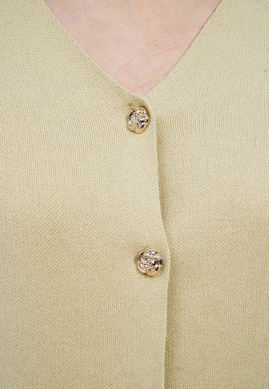 Contrast Button V-Neck Cardigan