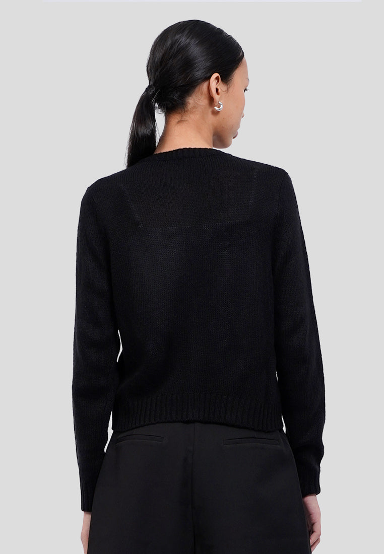 Round Neck Textured Cardigan