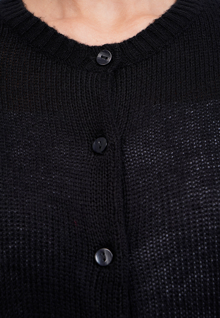 Round Neck Textured Cardigan
