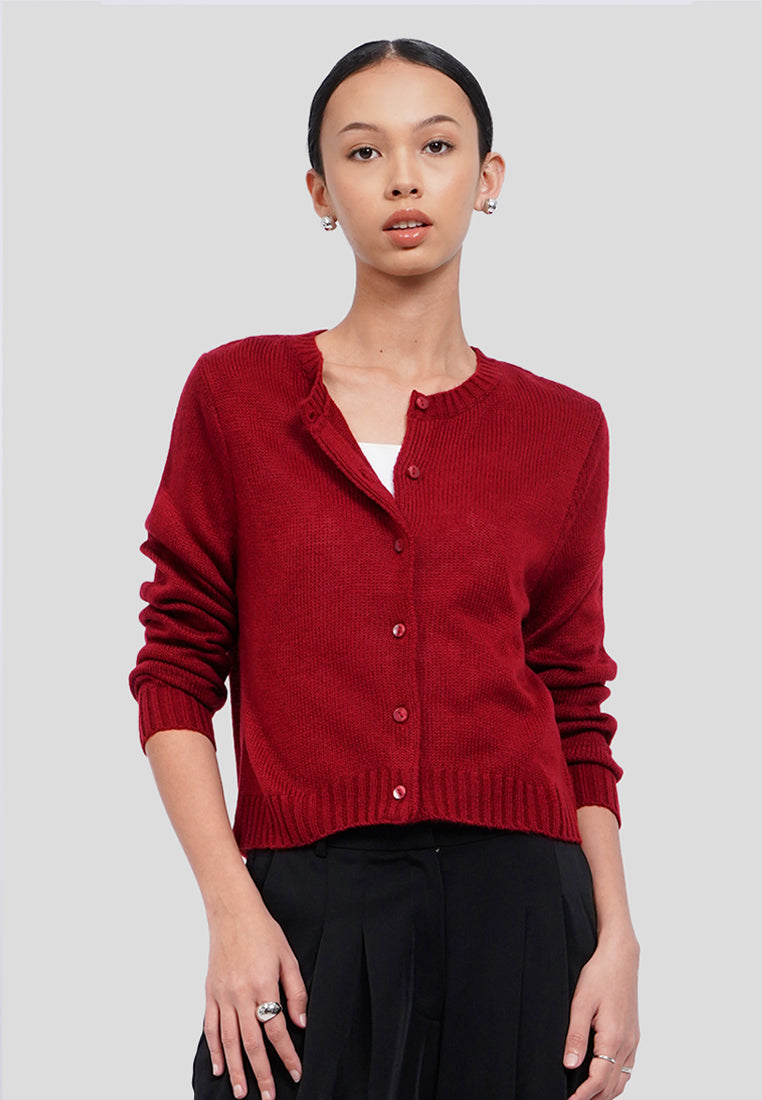 Round Neck Textured Cardigan