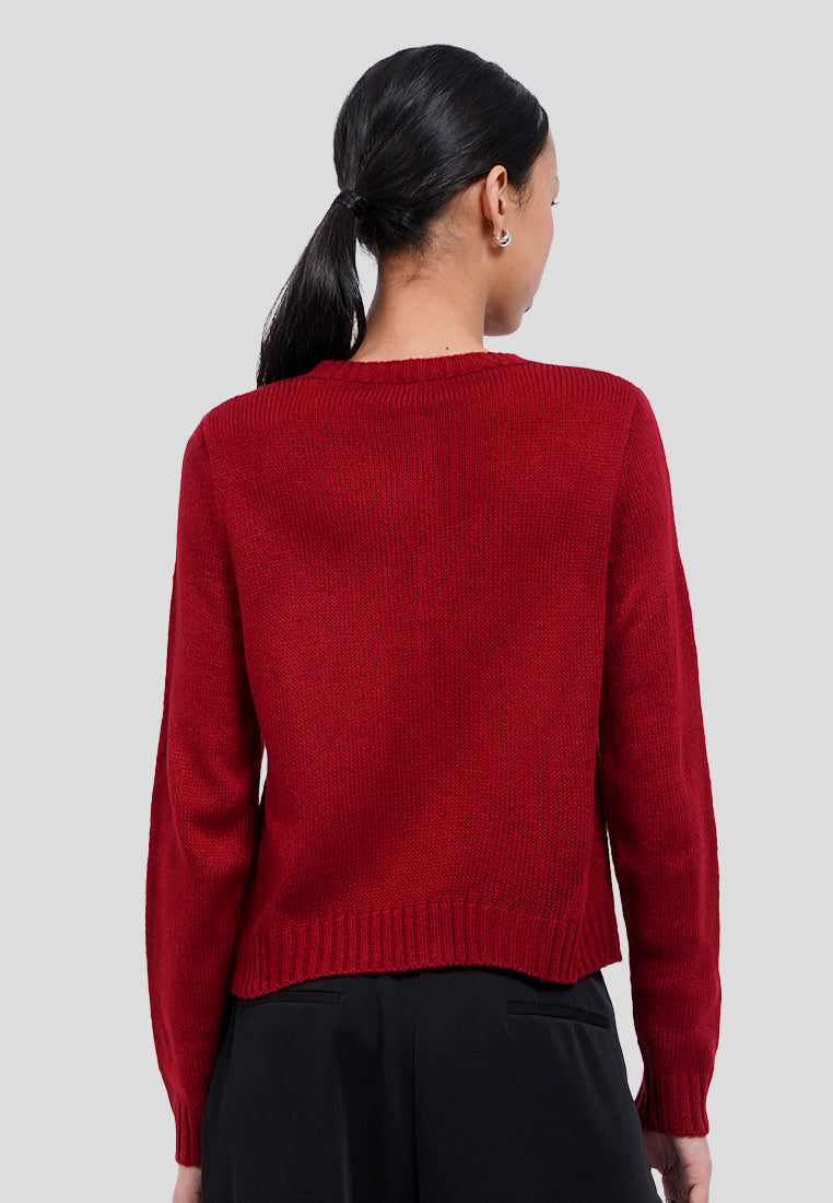 Round Neck Textured Cardigan