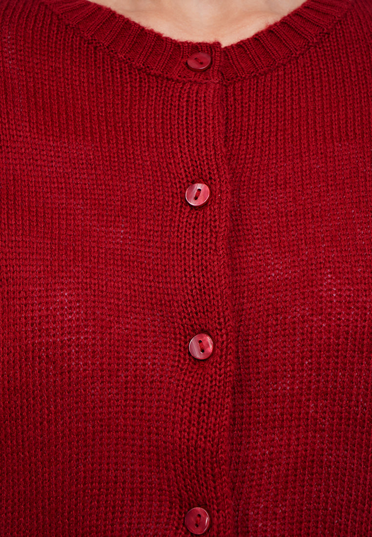 Round Neck Textured Cardigan