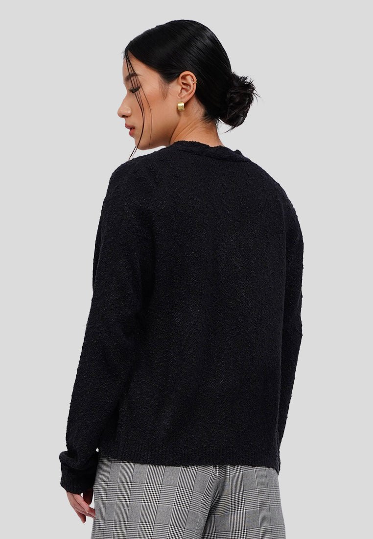 Textured Long Sleeve Knit Cardigan