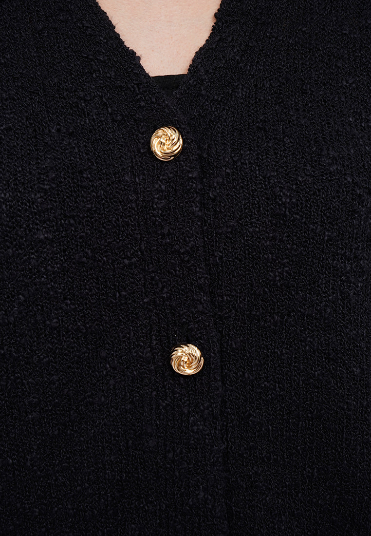 Textured Long Sleeve Knit Cardigan